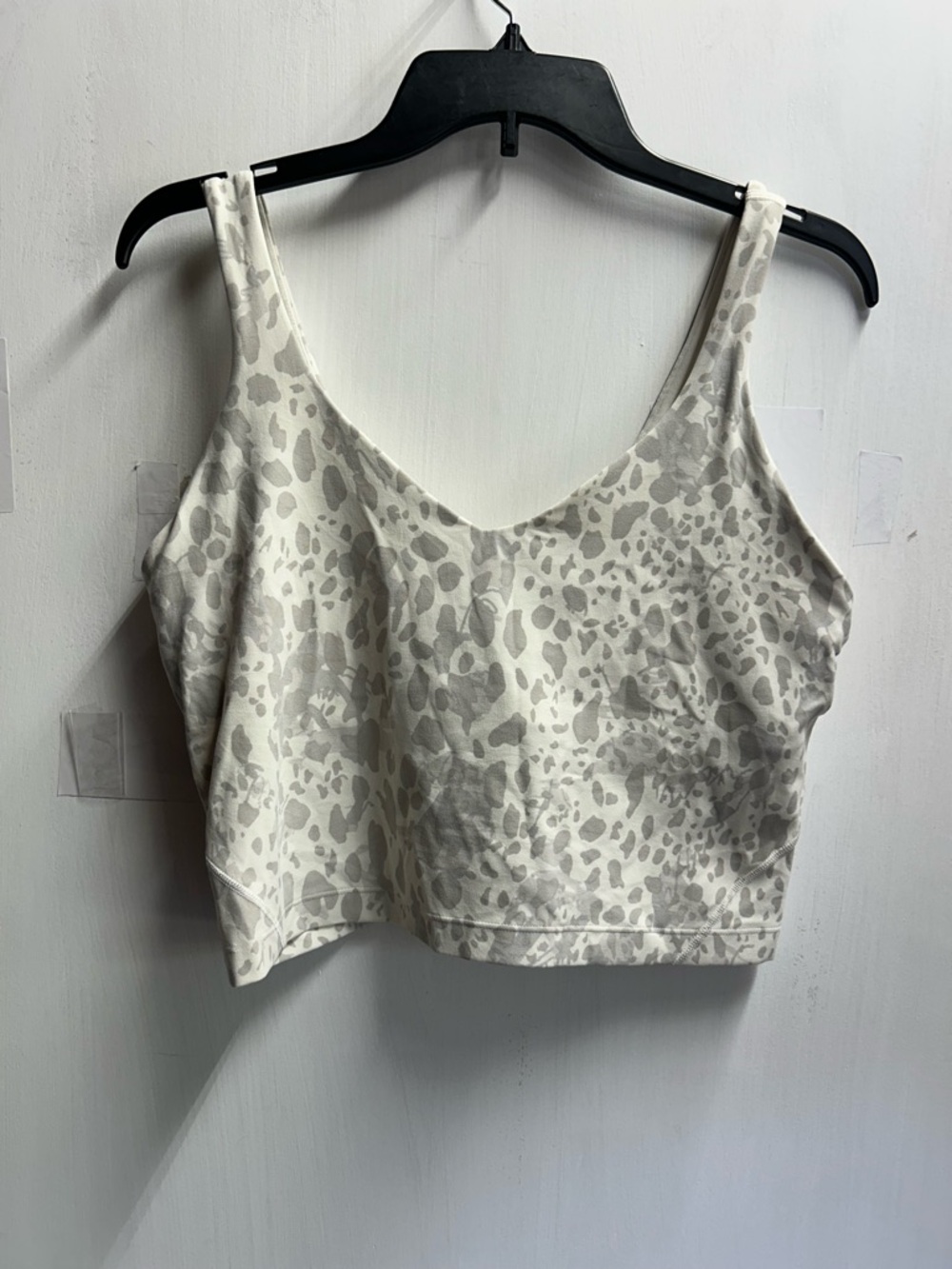 lululemon athletica Cream and Light Gray Leopard Cropped Tank top